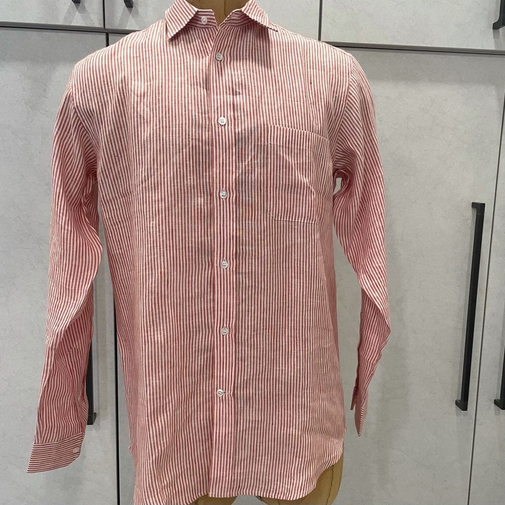 Jim Thompson Red White Striped Button Up Size L